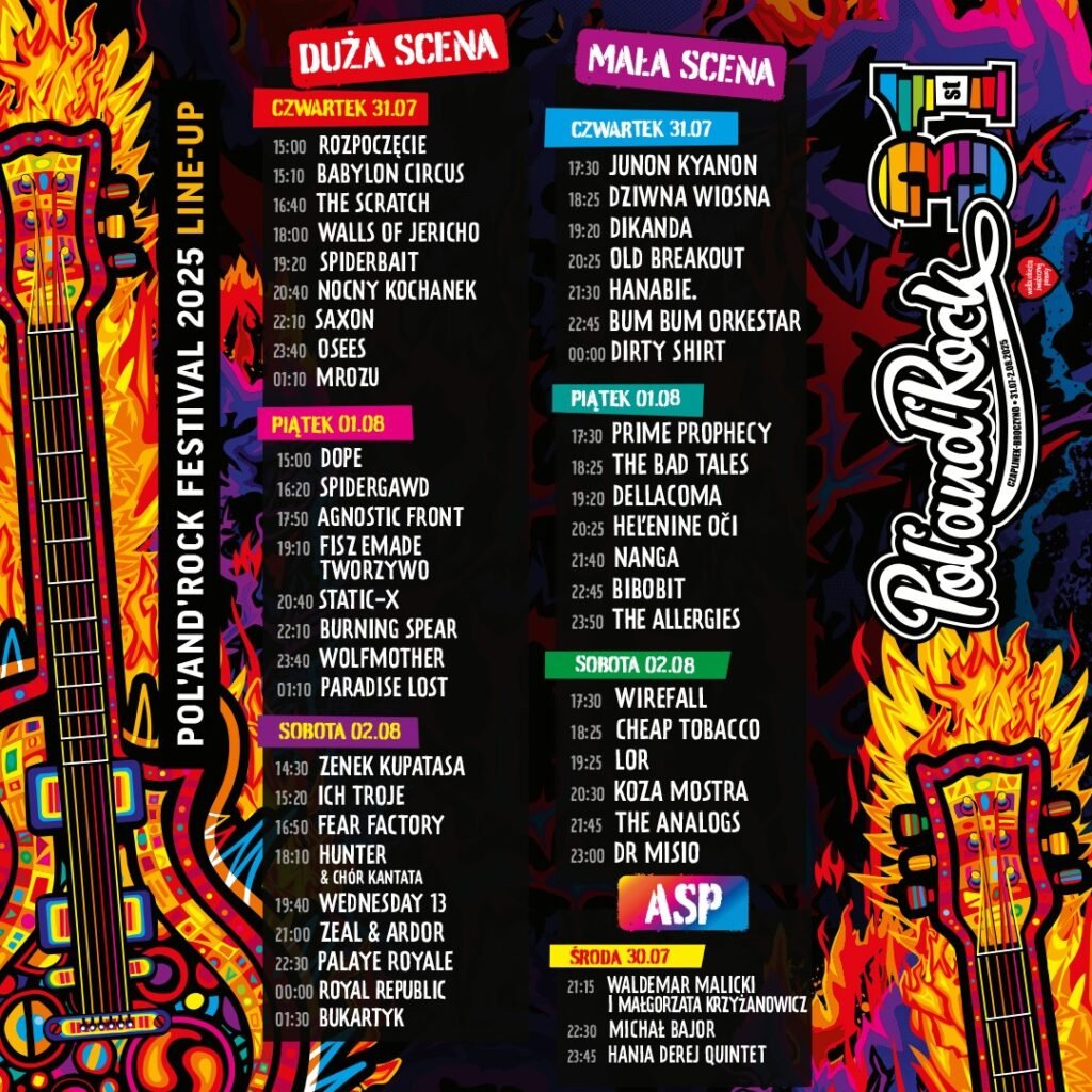 polandrock festival 2025 harmonogram i kto zagra