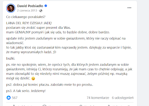 dawid podsiadło facebook