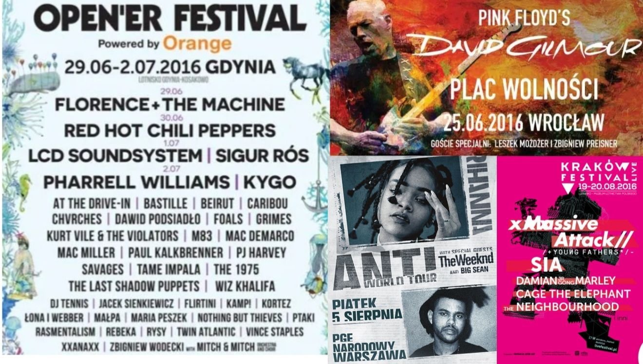 koncerty w polsce w 2016 roku