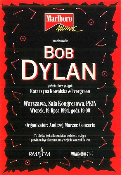 bob dylan warszawa sala kongresowa 1994